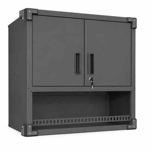 Armoire de rangement en métal gris avec portes verrouillables