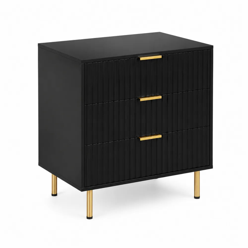 Commode 3 tiroirs en bois et métal noir