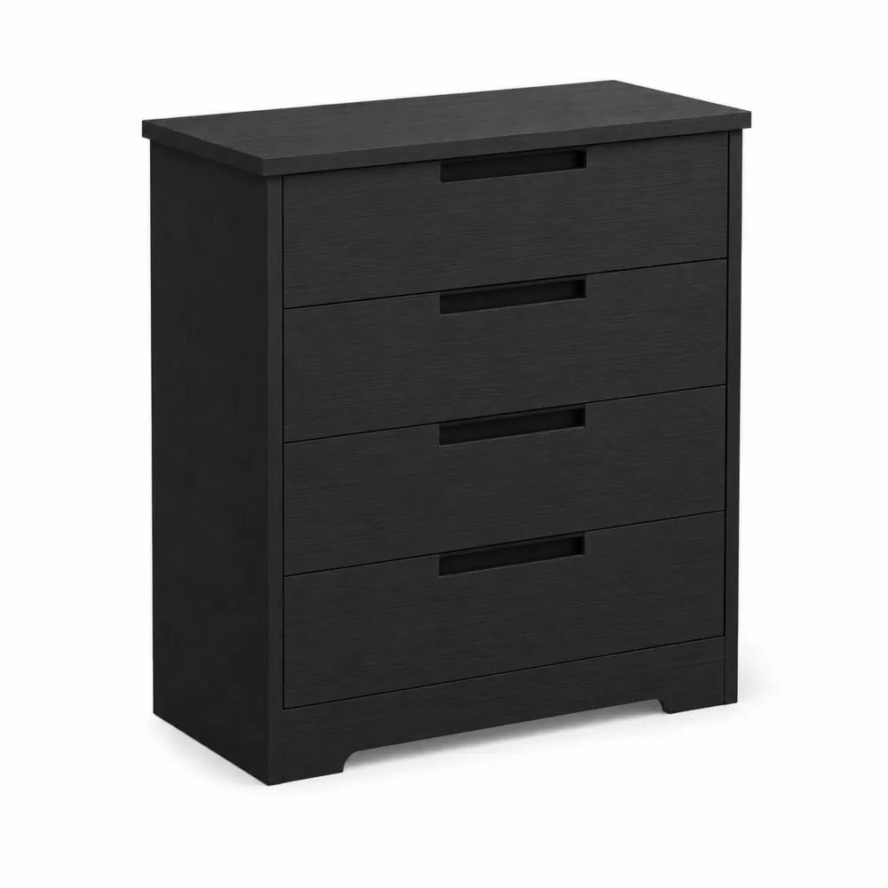 Commode 4 tiroirs en bois noir