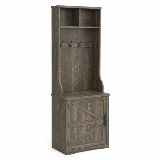 Meuble d'entrée en Bois avec Crochets et Armoire
