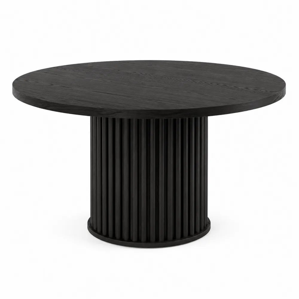 Table ronde en bois de frêne noir