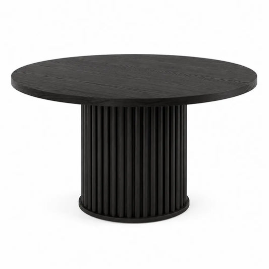 Table ronde en bois de frêne noir