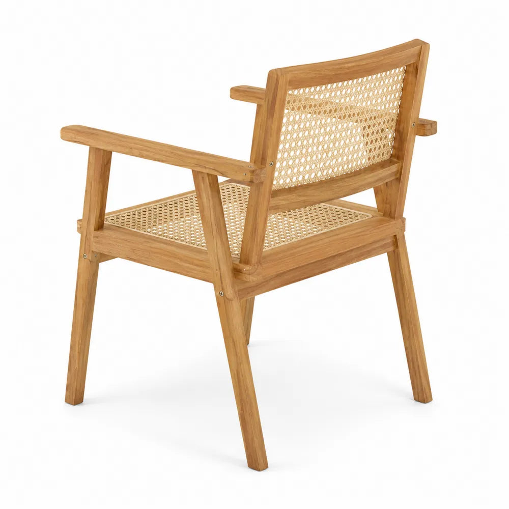 Chaise en bois de teck et rotin